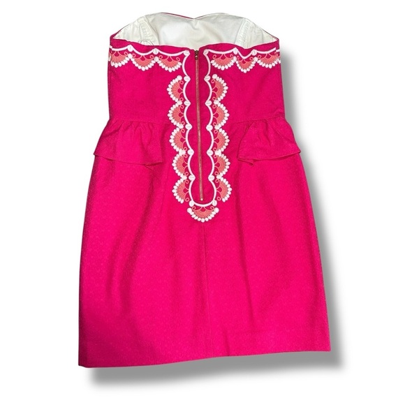 Lilly Pulitzer Maybell Peplum Embroidered Dress in Azalea Pink Size 12 - Picture 8 of 16